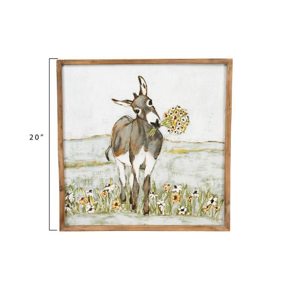 Creative Co-Op Donkey Wall Décor in Wood Frame