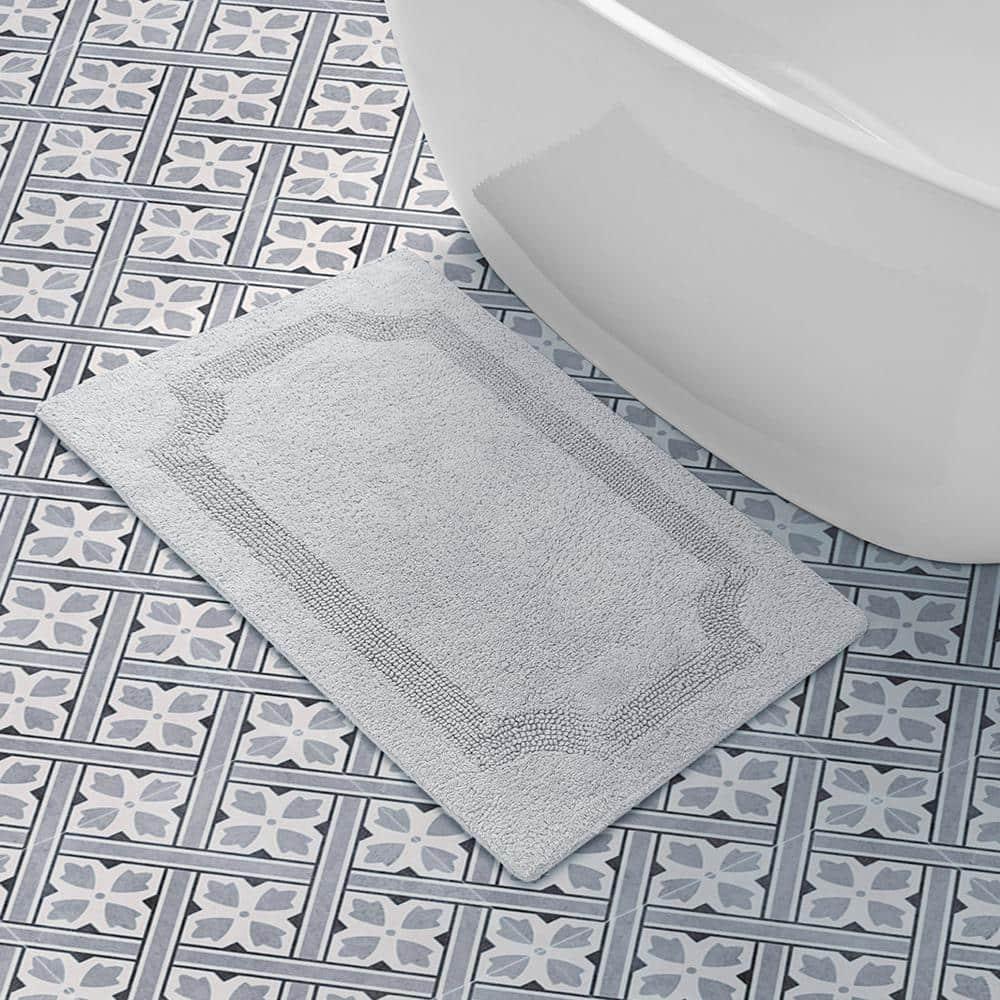 Laura Ashley Reversible Cotton 21 x 34 in. Bath Mat, Light Grey