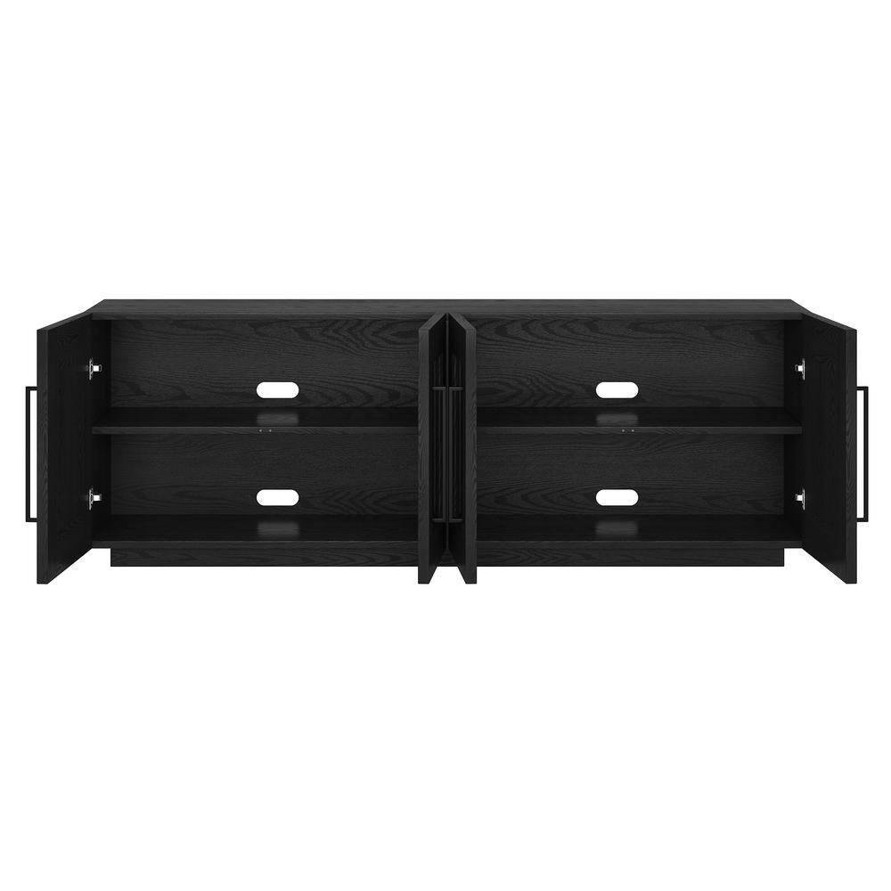 Evelyn&Zoe Merrimac Rectangular TV Stand for TV's up to 75", Black Grain