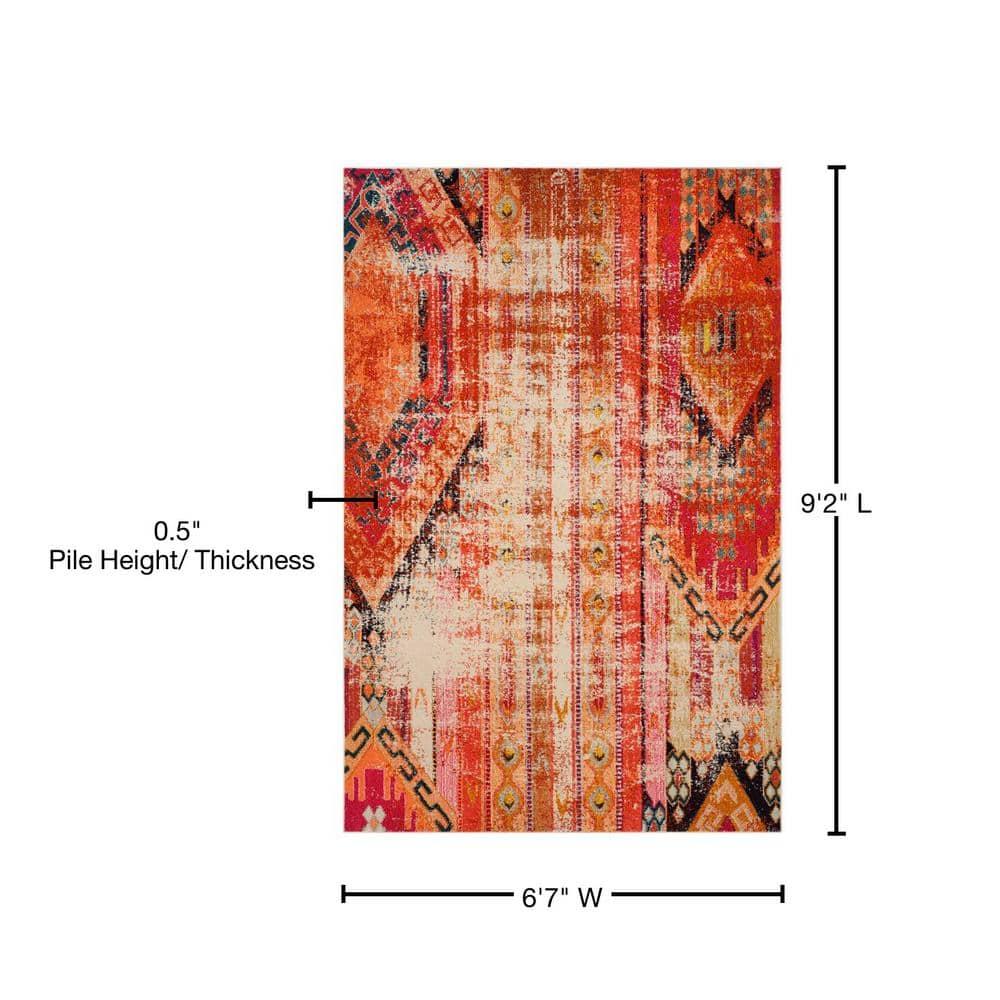 Monaco MNC222 Power Loomed Indoor Area Rug - Orange/Multi - 6'7"x9'2" - Safavieh.