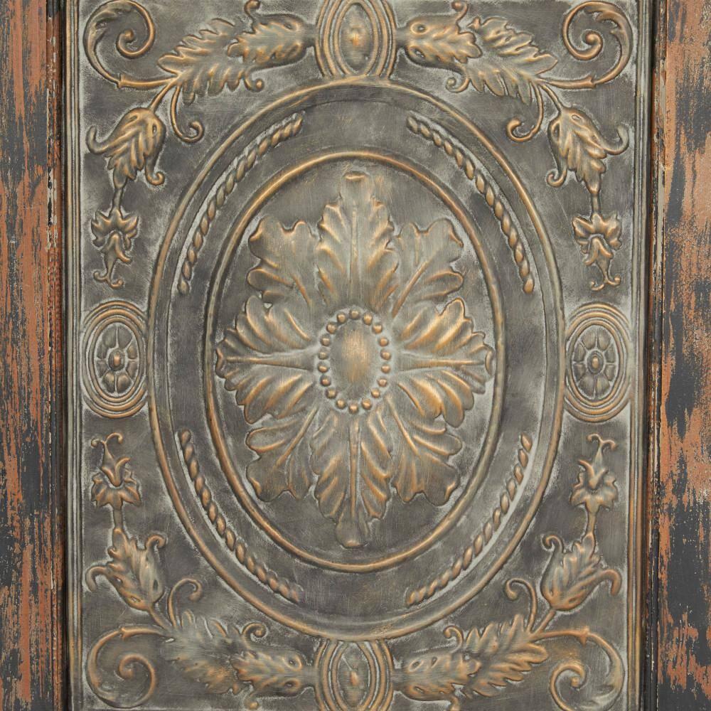 DecMode Decoración de Pared de Metal y Madera Inspirada en Puertas Arqueadas Rústicas 72" de Alto x 19 de Largo, Acabado en Marrón Desgastado con Carácter Orgánico