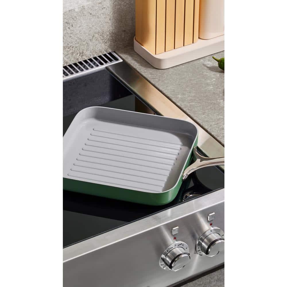 Caraway Home 11.02" Nonstick Square Grill Fry Pan Cream