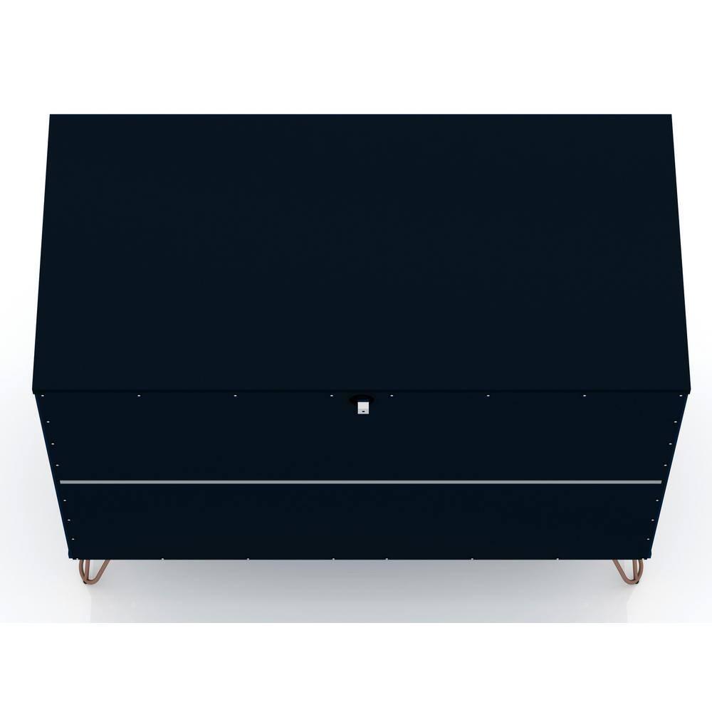 Manhattan Comfort Set of 2 Rockefeller 3 Drawer Dresser Tatiana Midnight Blue: MDF Bedroom Storage, Easy-Glide, Includes Anti-Tip Hardware