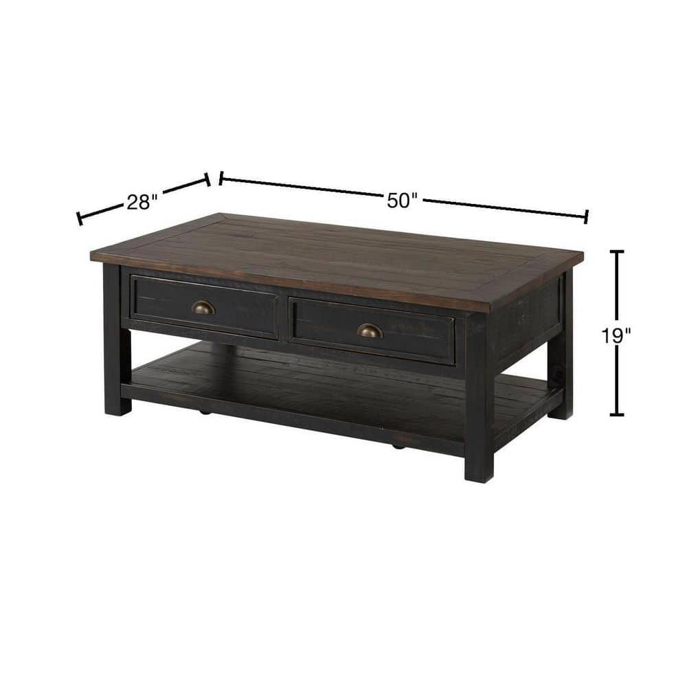 Martin Svensson Home Monterey 50" Coffee Table, Black and Brown