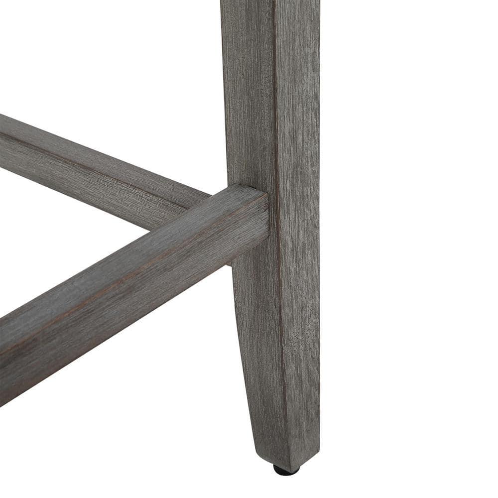 Polytrends Jameson Upholstered Polyester Gray 24 Inch Counter Stool Antique Gray/Black Wood Rubberwood Footrest Leather Glam