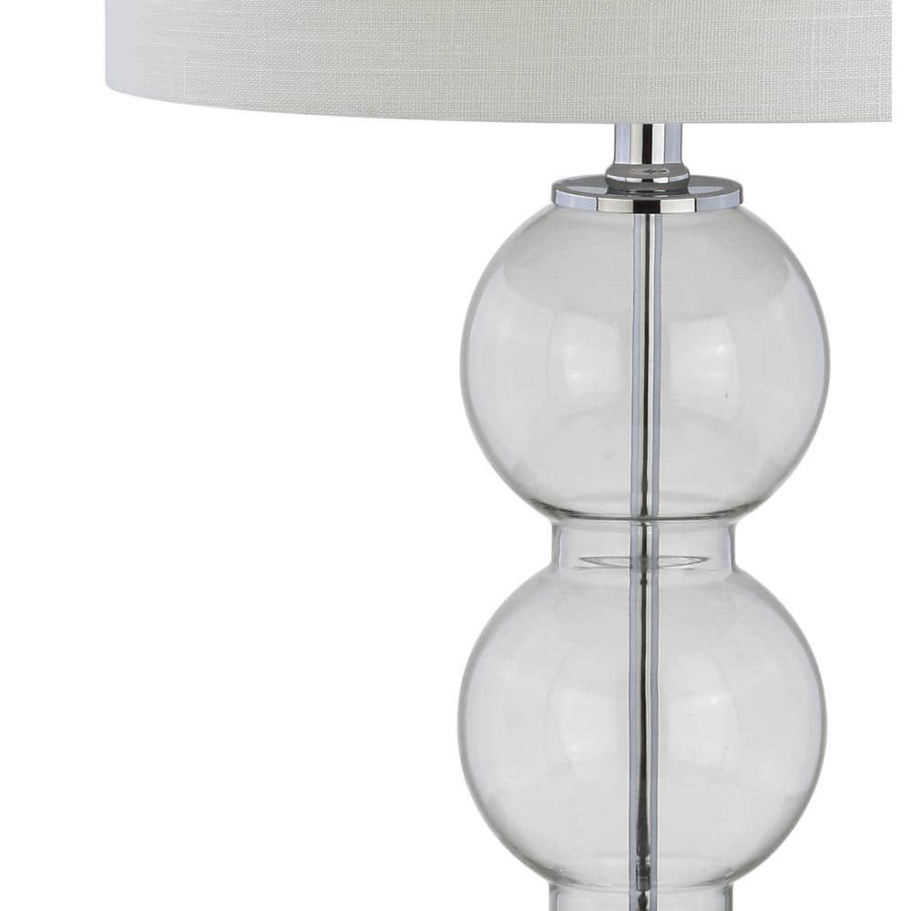 JONATHAN Y JYL1070D-SET2 Bella 27" Glass Triple-Sphere LED Table Lamp, Contemporary, Transitional for living room, dinning room, bedroom, office Bulb Included, Clear/Chrome (Set of 2)