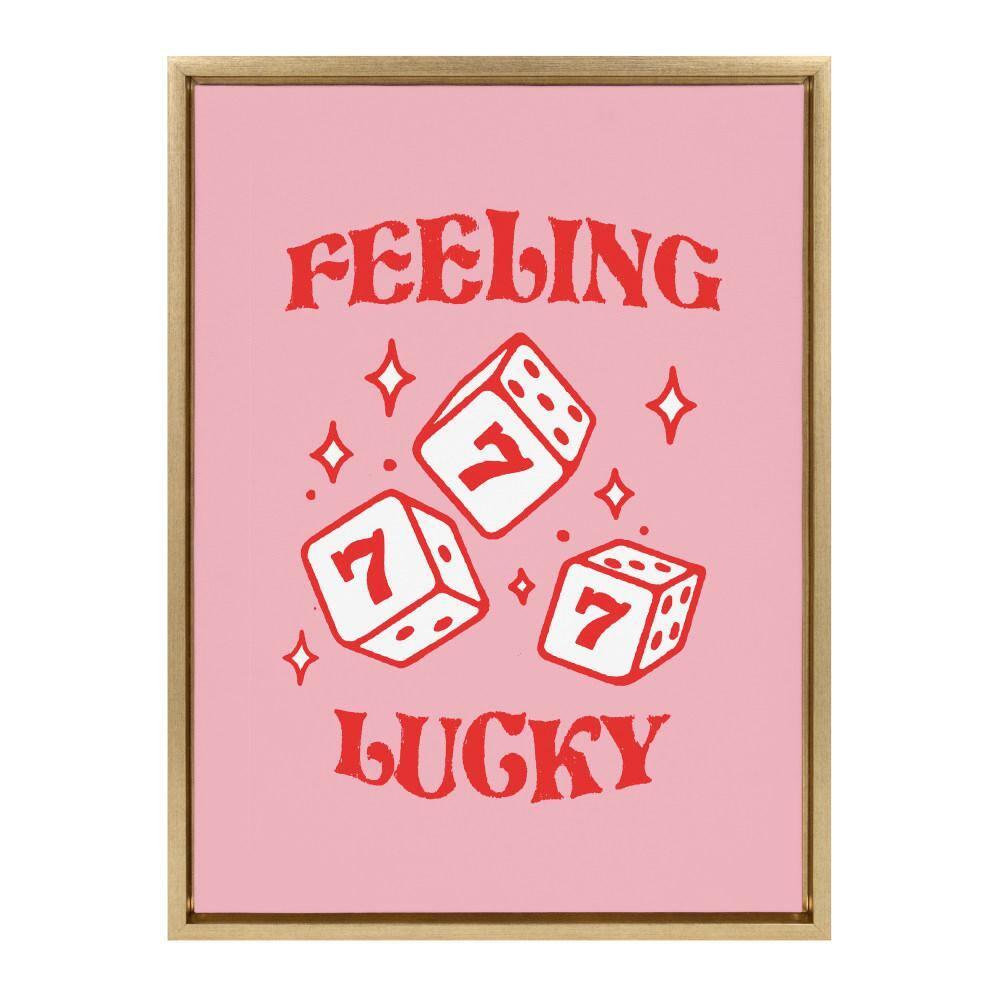 Kate & Laurel All Things Decor 18"x24" Feeling Lucky Framed Canvas by Alli Standefer Bright Gold