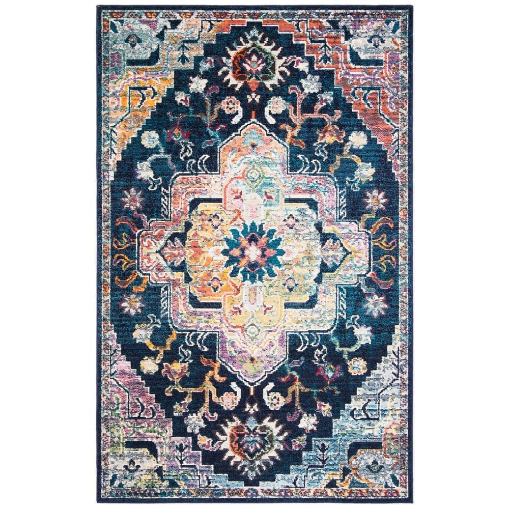 Crystal CRS501 Loomed Indoor Area Rug - Navy/Fuchsia - 6'7"x9'2" - Safavieh