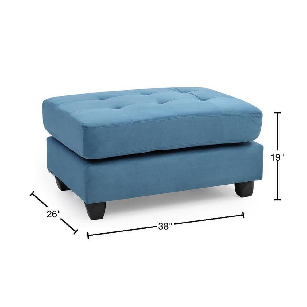 Passion Furniture Malone Aqua Tufted Ottoman