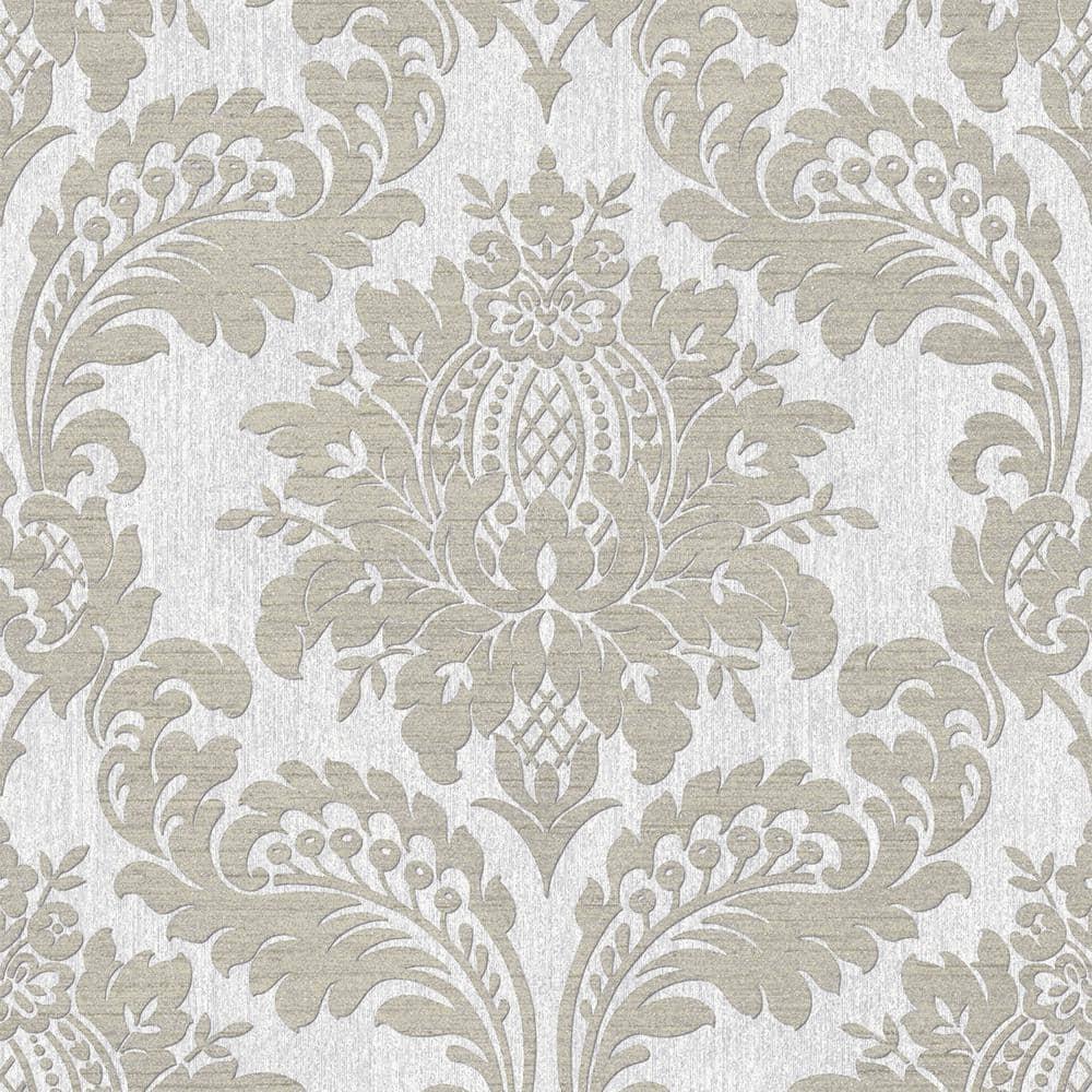 Archive Damask Grey Wallpaper