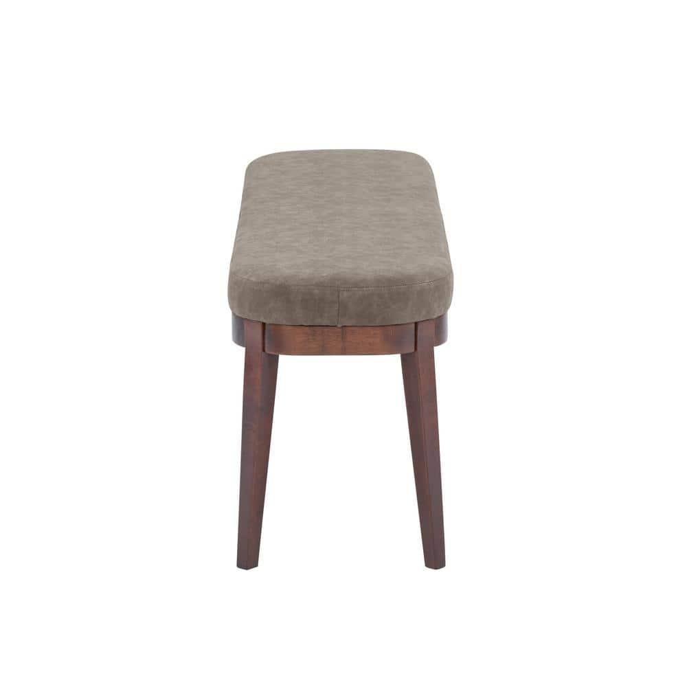 Christopher Knight Home Forma Mid-Century Modern Faux Leather and Rubberwood Upholstered Bench, Brown