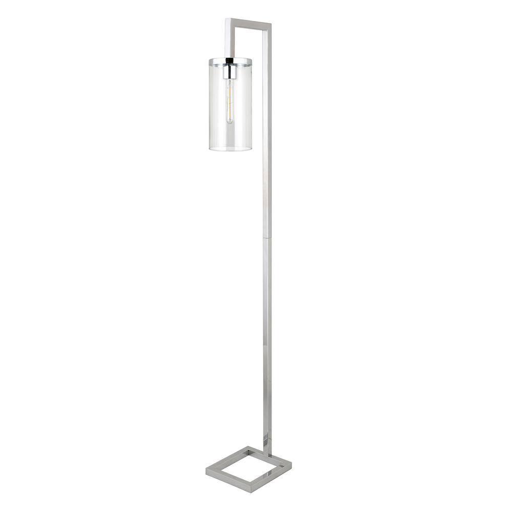 Evelyn&Zoe Modern Metal Floor Lamp with Clear Glass Shade