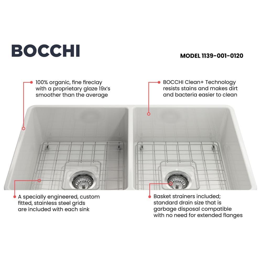 33'' L Farmhouse / Apron Double Bowl Fireclay Kitchen Sink