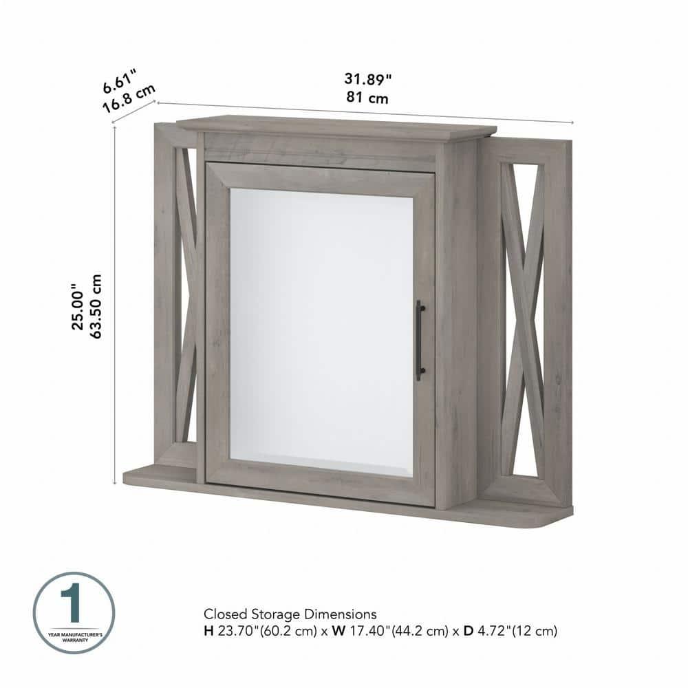 32''W Surface Framed Medicine Cabinet with Mirror