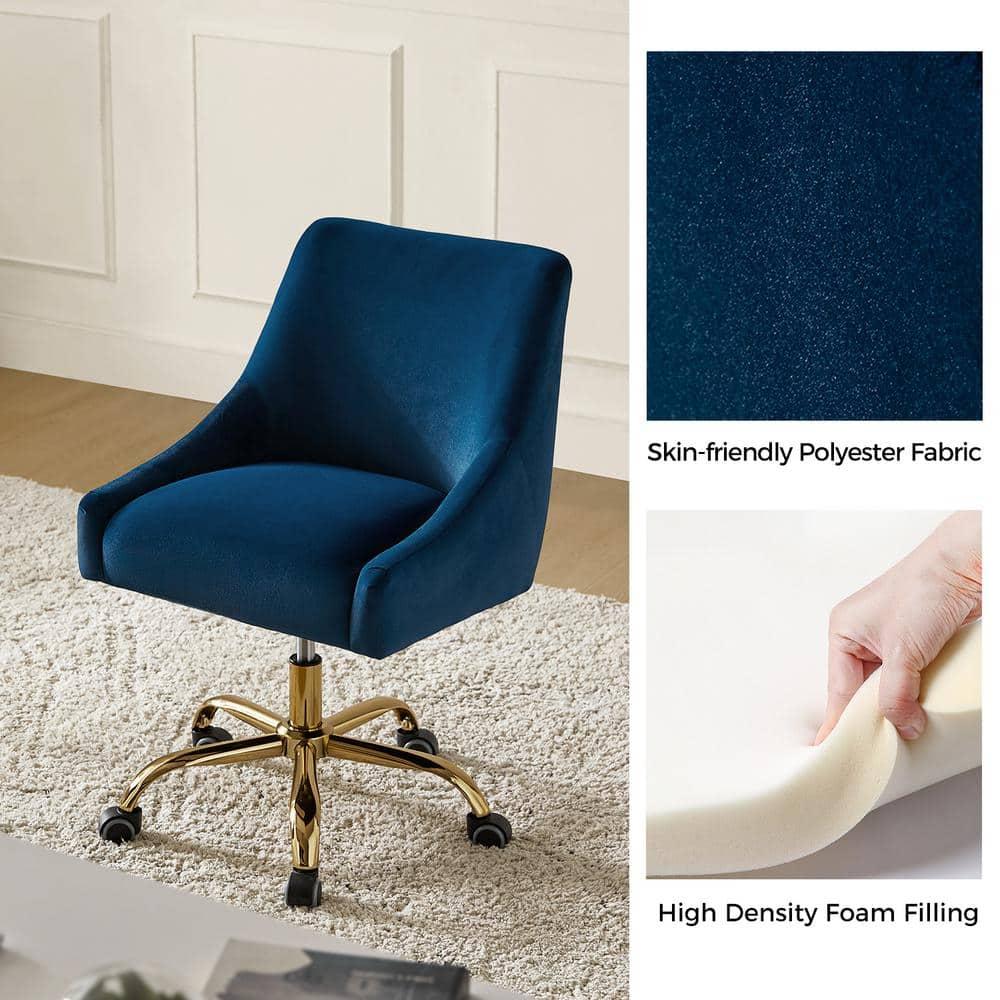 HULALA HOME Carina Modern Upholstery Task Chair with Golden Base by  Navy