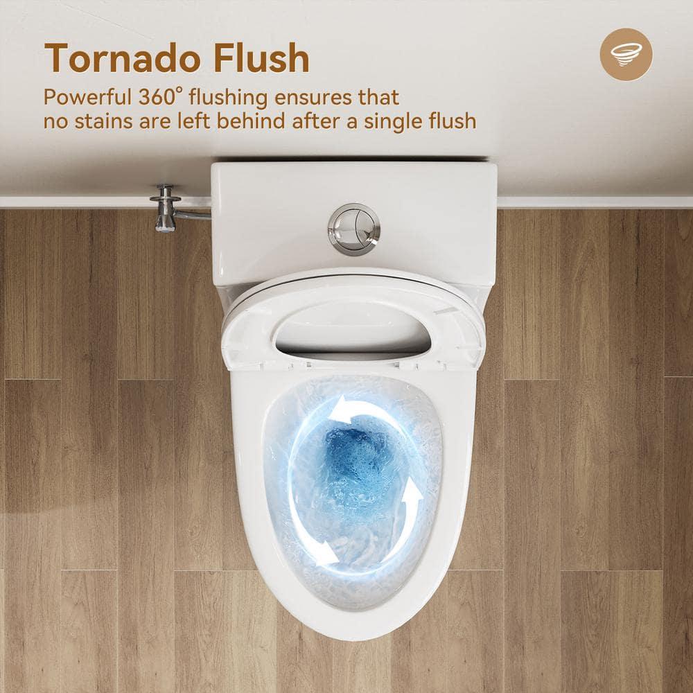 Greta Tornado Powerful Flush One-Piece Toilet, 1.28 GPF Elongated Floor Mounted