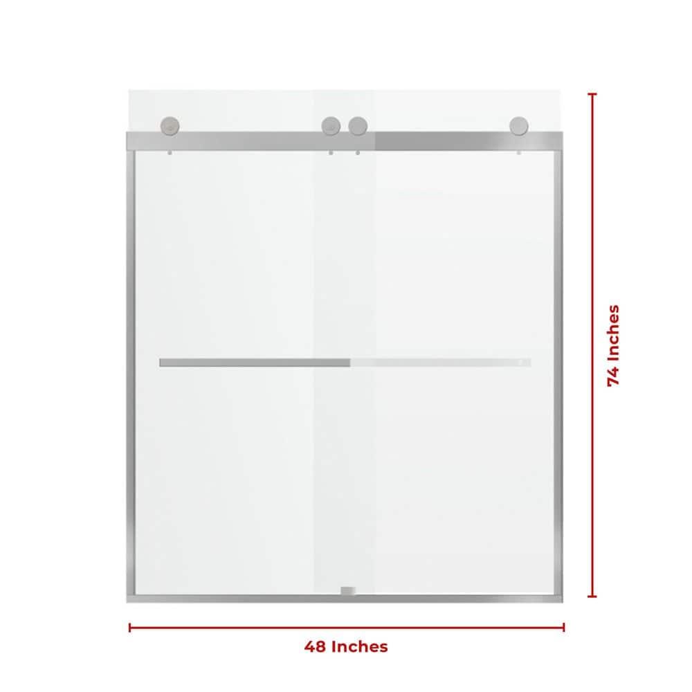 44" - 48" W 74” H Double Sliding Frameless Shower Door