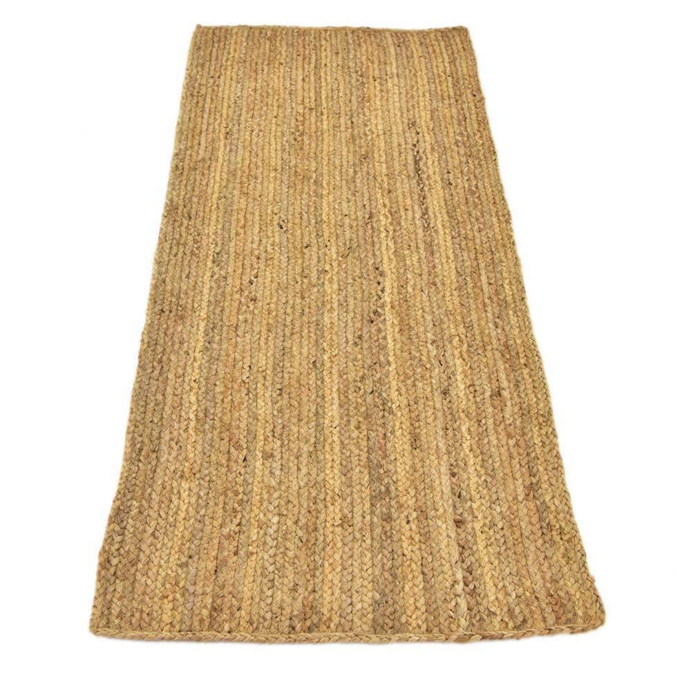 Unique Loom 2'6"x6' Braided Jute Dhaka Natural Indoor Area Rug
