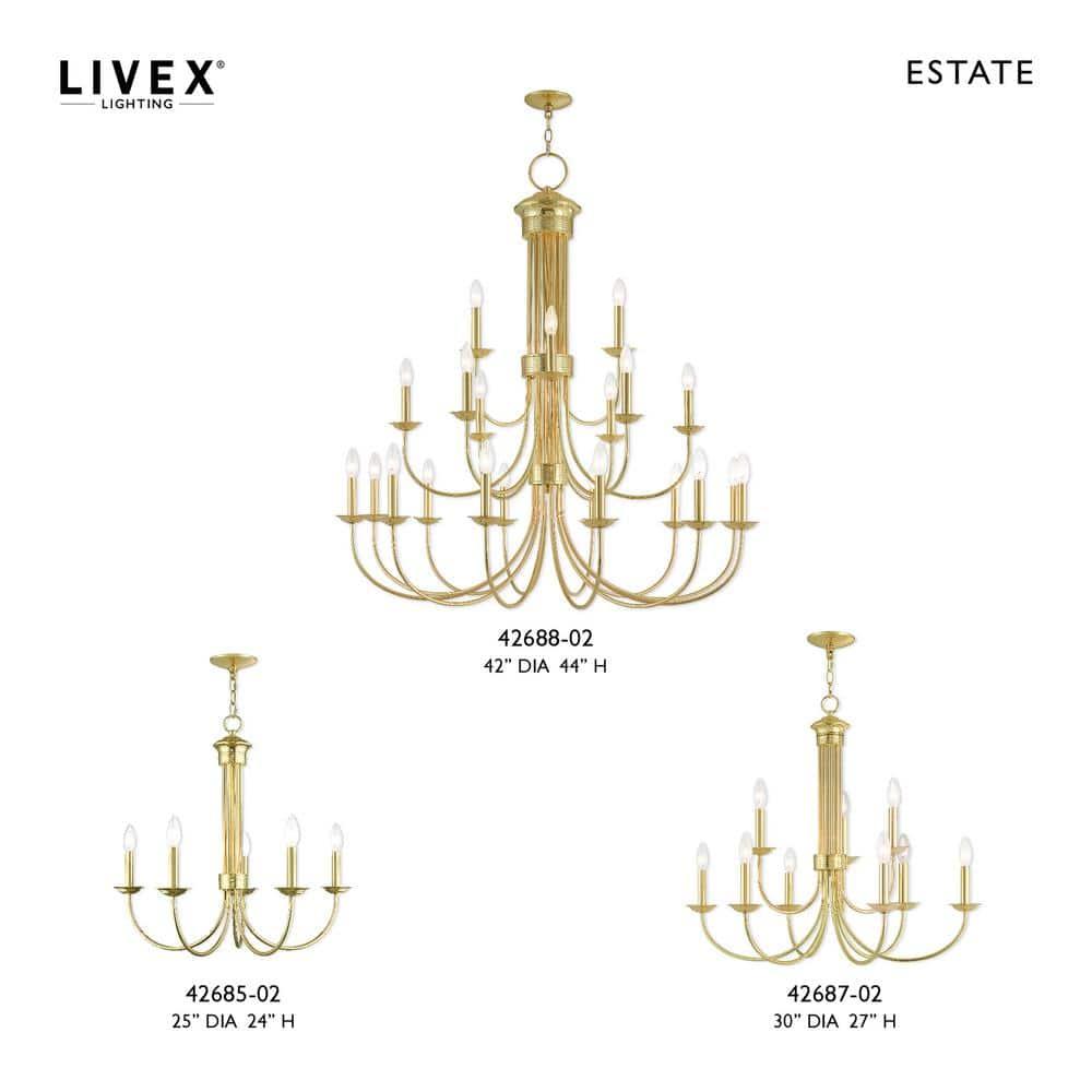 Livex Lighting Estate 5 - Light Chandelier in  Polished Brass