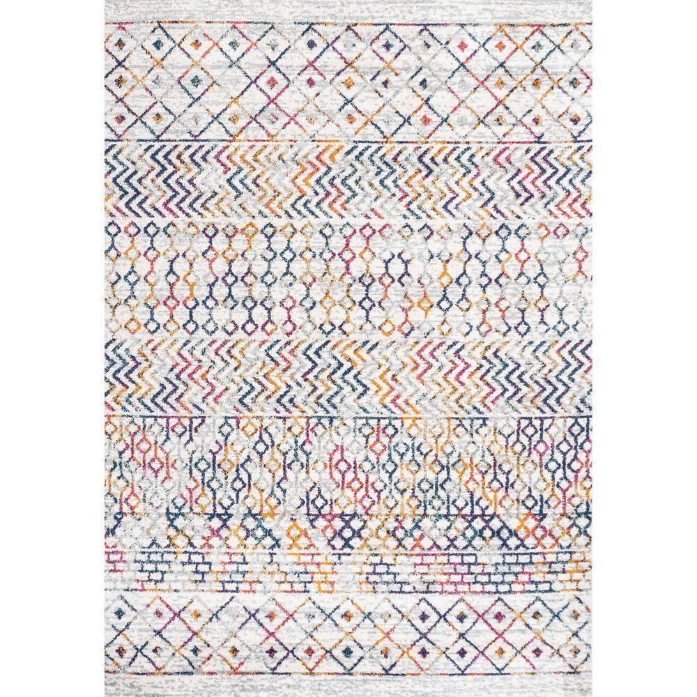 5' x 8' Arta Moroccan Vintage Geometric Rug Area Rug, Multi/Cream - JONATHAN Y