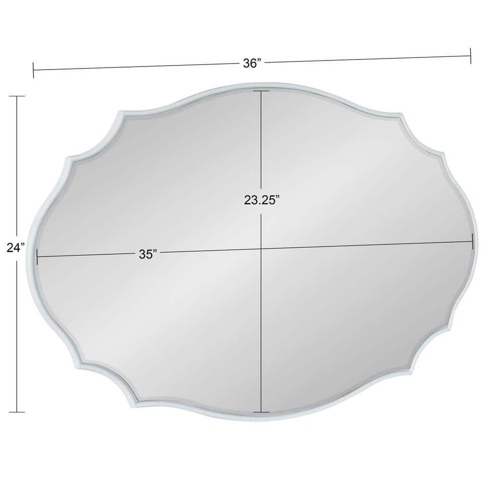 24" x 36" Leanna Scallop Wall Mirror White - Kate & Laurel All Things Decor: Modern Oval Framed, No Assembly Required