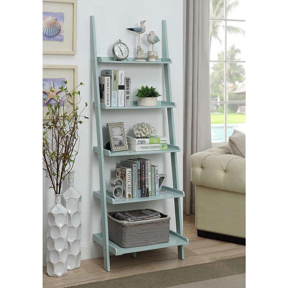 Convenience Concepts American Heritage 5-Shelf Ladder Bookcase, Sea Foam