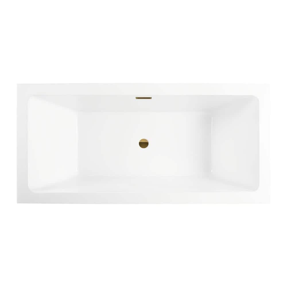Vanity Art Orion 59'' x 30'' Freestanding Soaking Acrylic Bathtub VA6817-S-TG