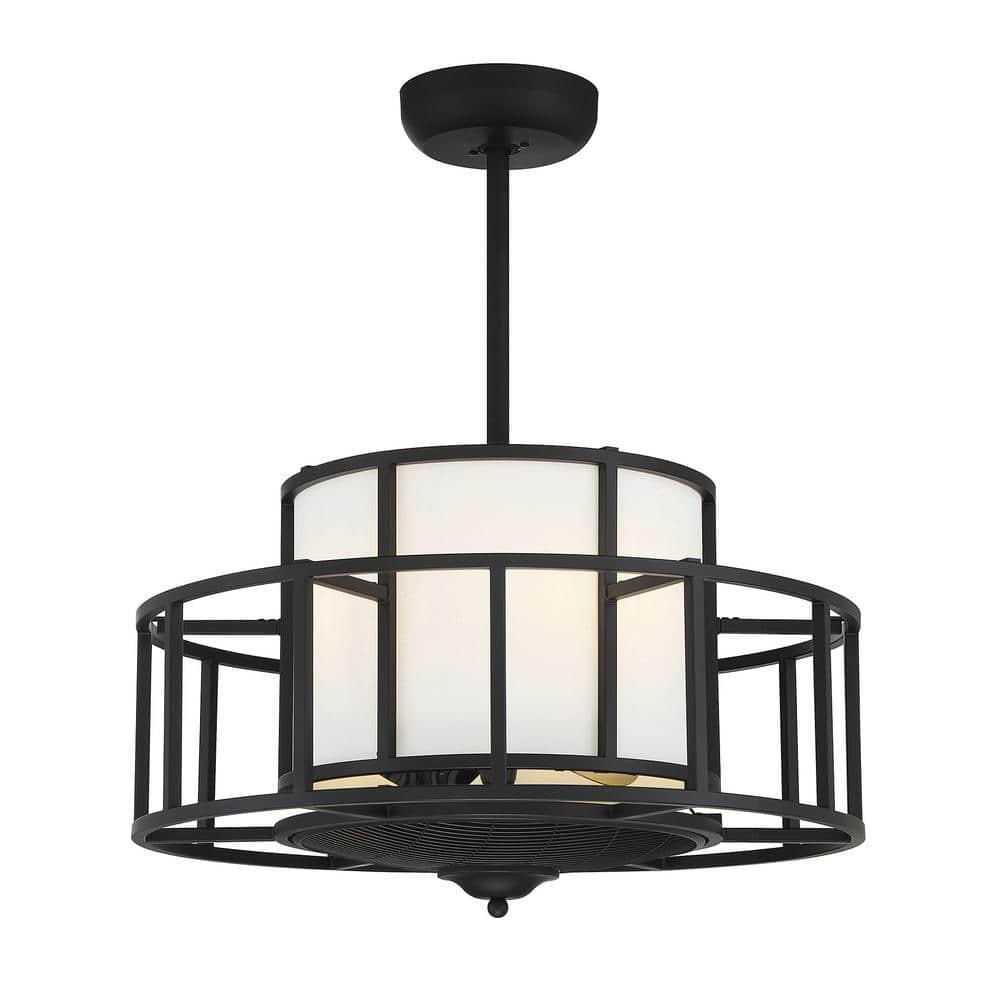 Matte Black Four Light Fan D'Lier from the Oslo Collection