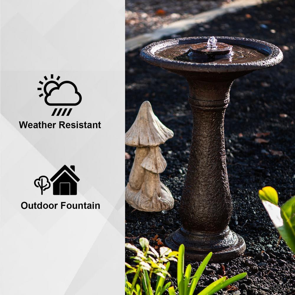 "X-Brand 23.43"" Tiered Resin Birdbath Garden Waterfall Fountain, Dark Brown"