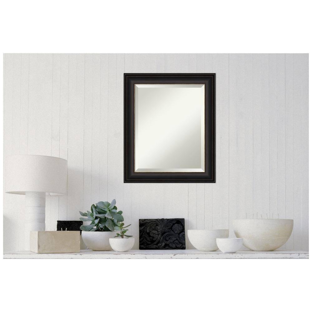 Amanti Art 20" x 24" Trio Oil Rubbed Framed Bathroom Vanity Wall Mirror Bronze: Modern Rectangle Beveled, Wall Mount, Polystyrene Frame
