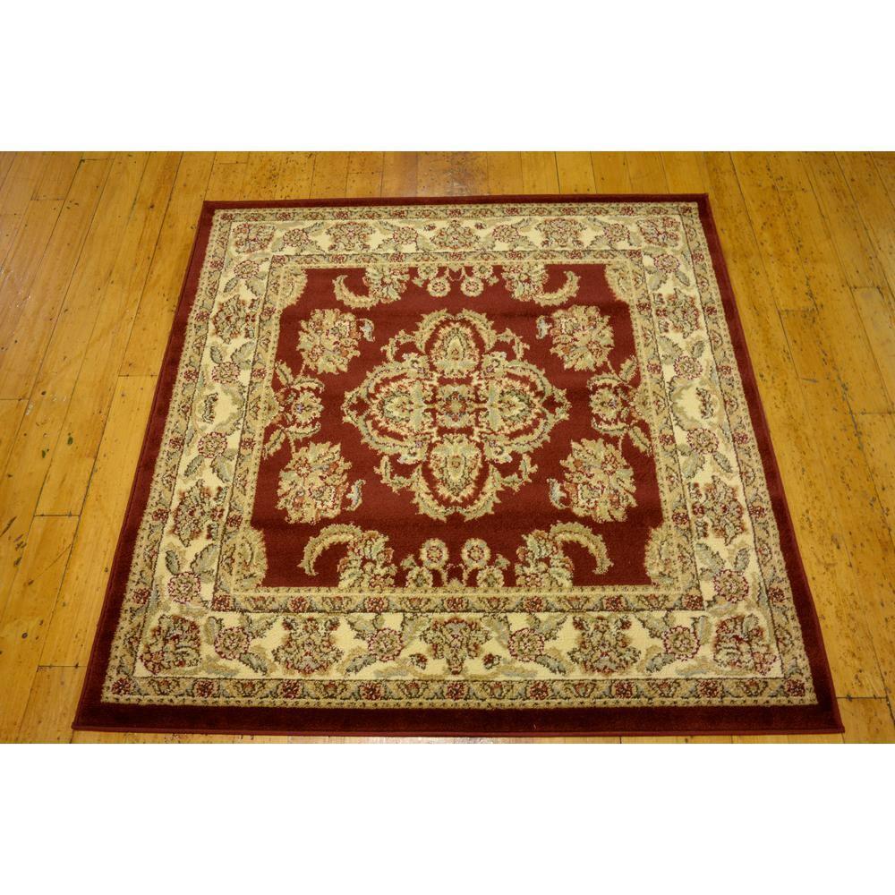 Unique Loom Voyage Collection Area Rug - Reddington (4' 1" Square Red/Cream)