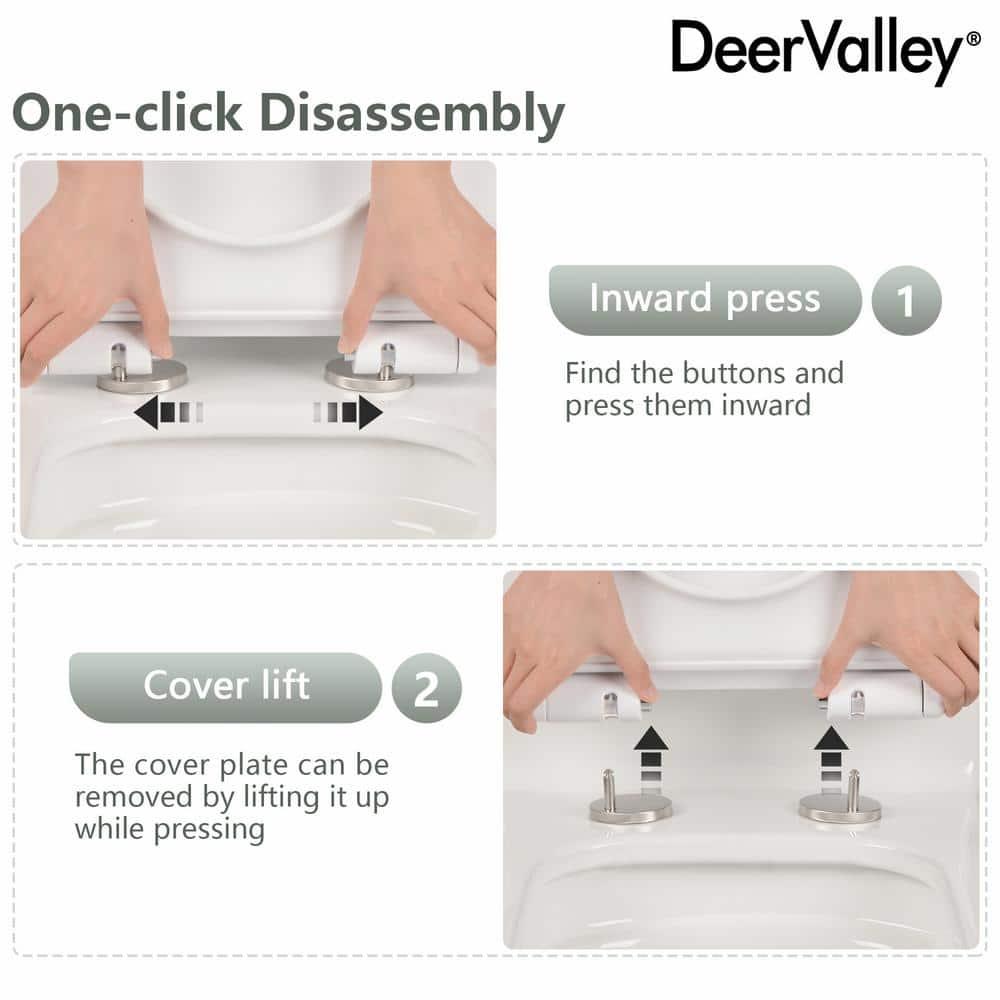 DeerValley Prism Dual-Flush Elongated One-Piece Toilet with Glazed Surface Lower Water Tank for Space Saving (Seat Included)