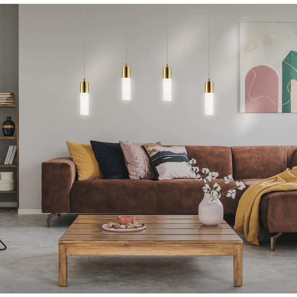 JONATHAN Y Cristal 1-Light Bubble Acrylic/Iron Modern Minimalist Integrated LED Pendant, by JONATHAN  Y - 1 Light Gold