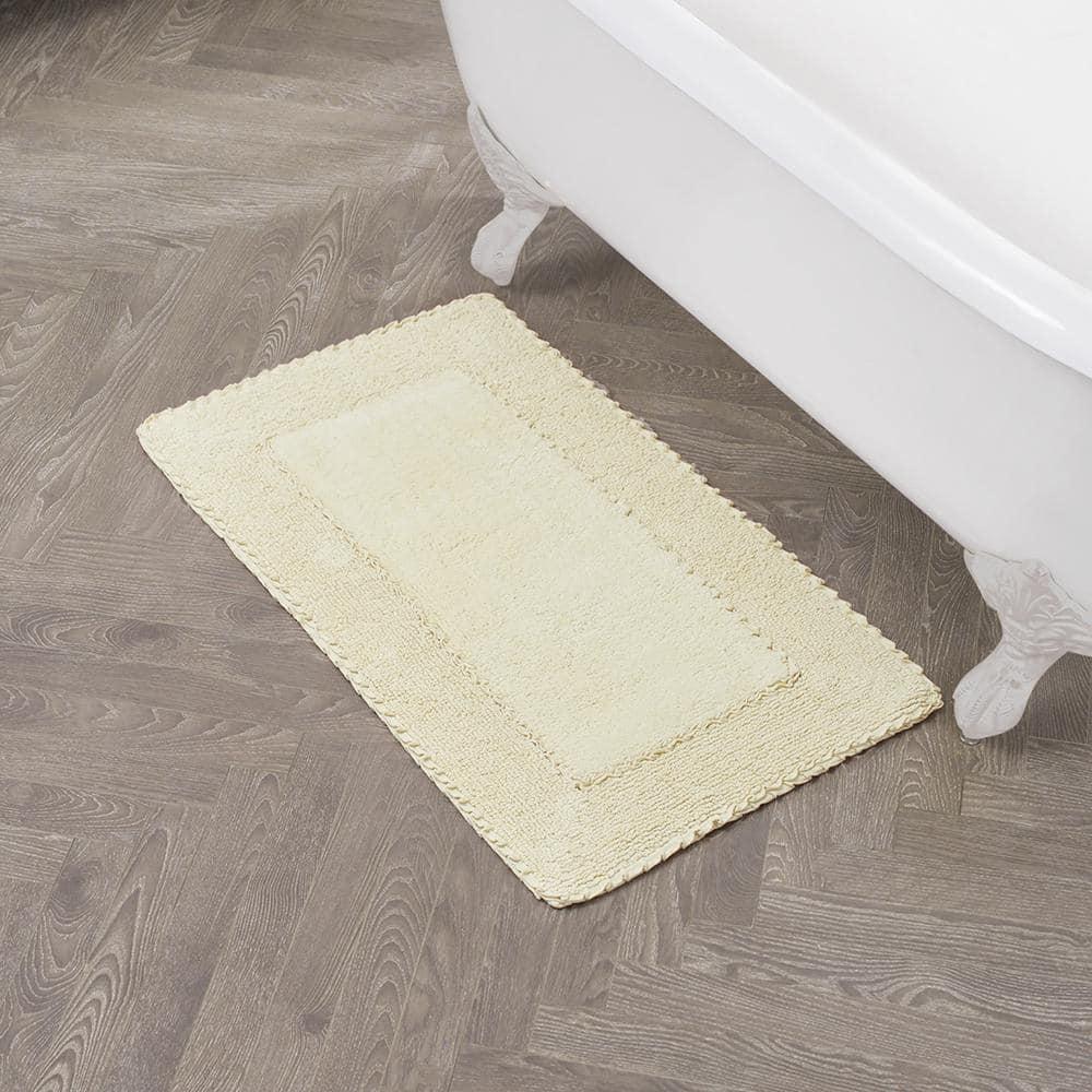 Laura Ashley Off-White Cotton Ruffle Border Bath Rug 20" x 34"