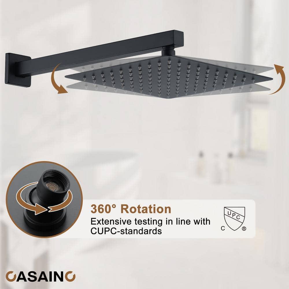 12 Inch Rainfall Thermostatic Shower System with Body Spray and Temperature Display