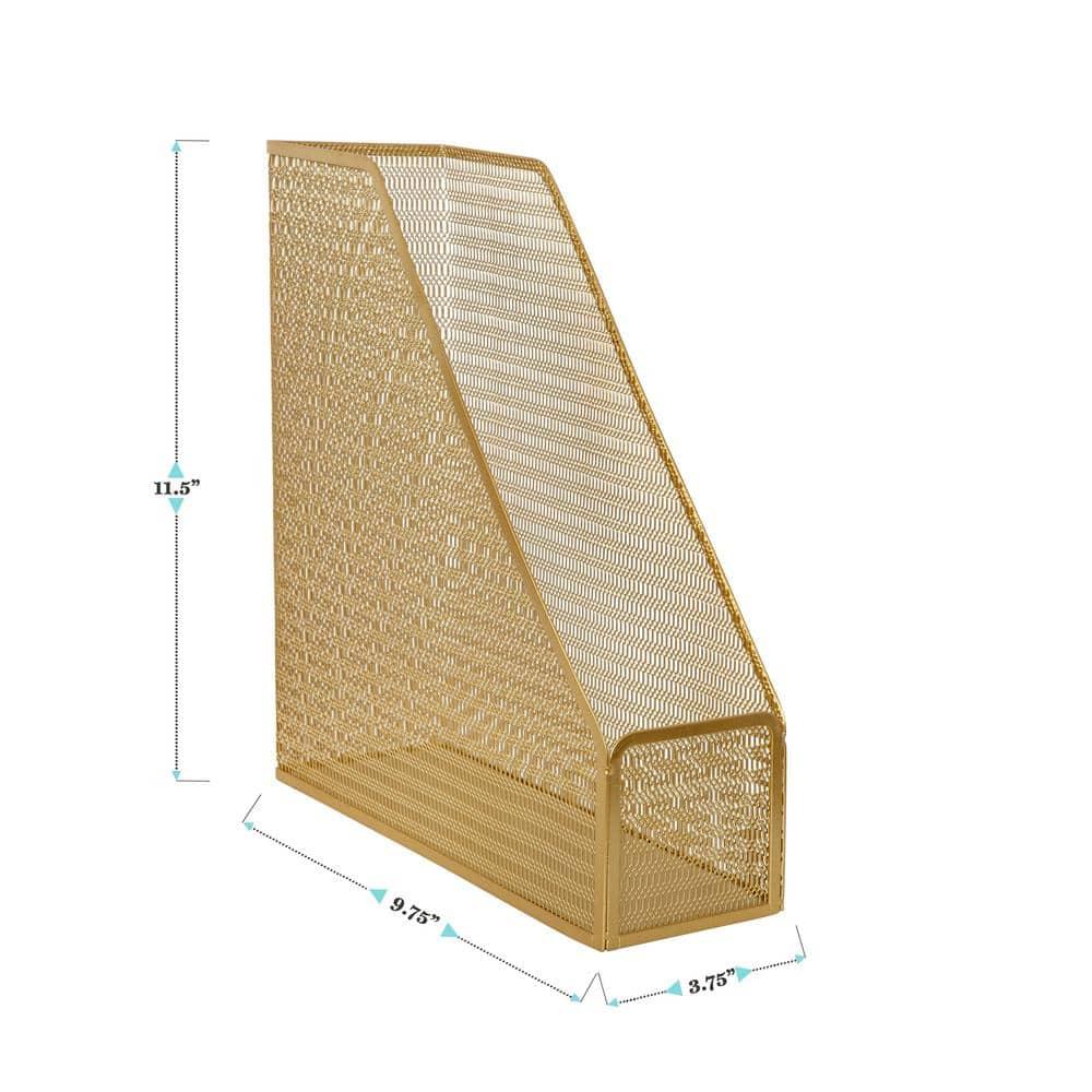 Martha Stewart Mesh Metal Single Slot Magazine File Holder Gold