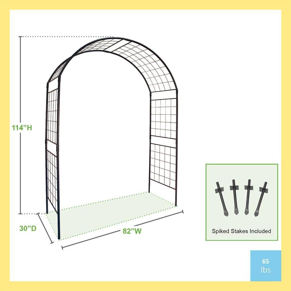 Achla Designs Elegant Handcrafted Monet II Wrought Iron Garden Arbor, 114.5 Inch Tall, Graphite Powder Coated Finish