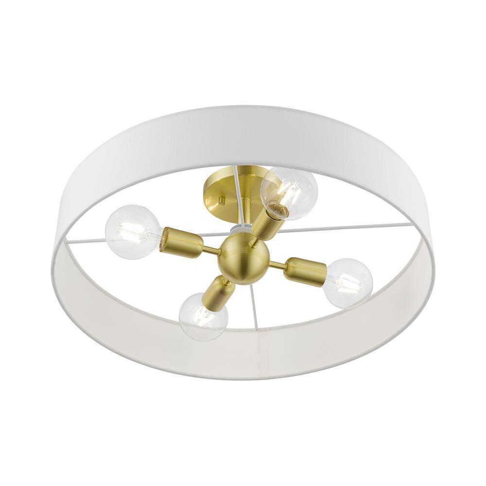 Livex Lighting Venlo 4 - Light Semi-Flush Mount in  Satin Brass/Shiny White