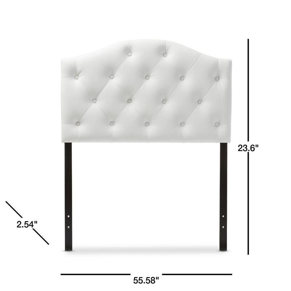 Full Myra Modern And Contemporary Faux Leather Upholstered Button-Tufted Scalloped Headboard White - Baxton Studio: Elegant Design, Wood Frame Mounted