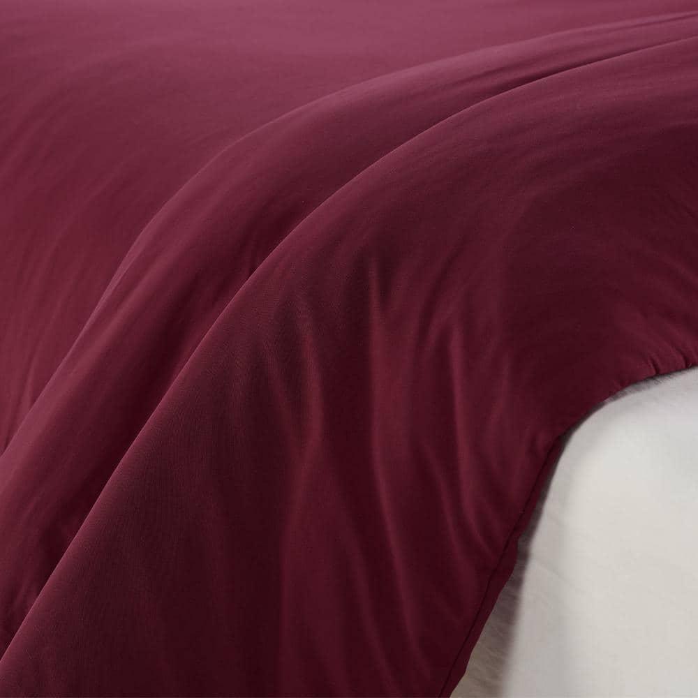 King 3pc Simply Clean Duvet Set Burgundy - Serta: Stain-Resistant, Polyester, Machine Washable
