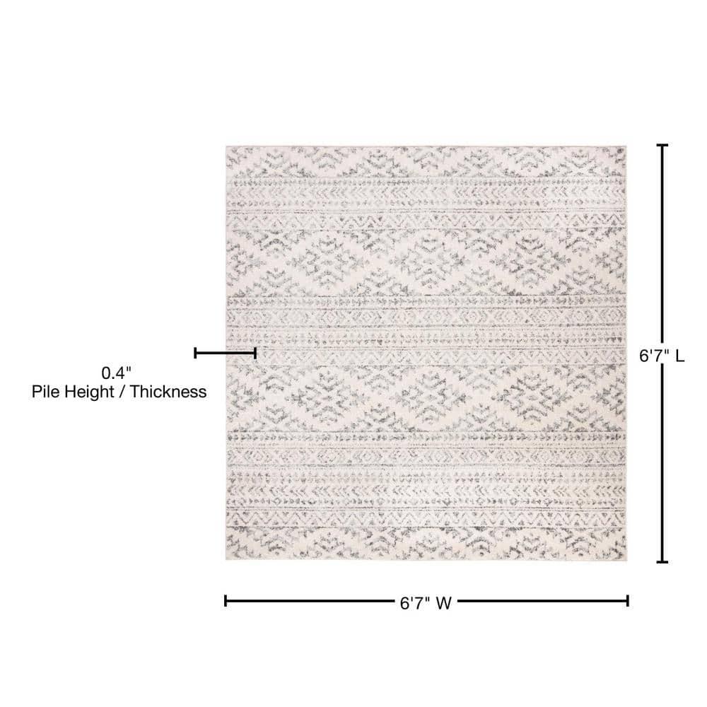 Tulum TUL272 Power Loomed Area Rug - Ivory/Grey - 6'7"x6'7" - Safavieh.