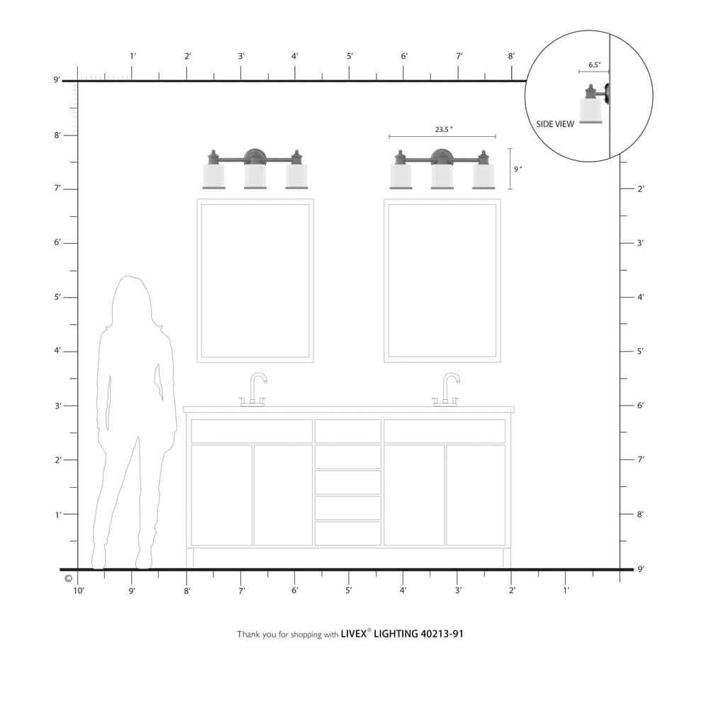 Livex Lighting Middlebush 3 - Light Vanity in  Brushed Nickel