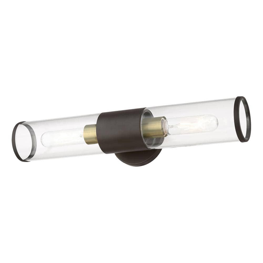 Livex Lighting Banca 2-Light Metal & Glass ADA Vanity Sconce in Bronze