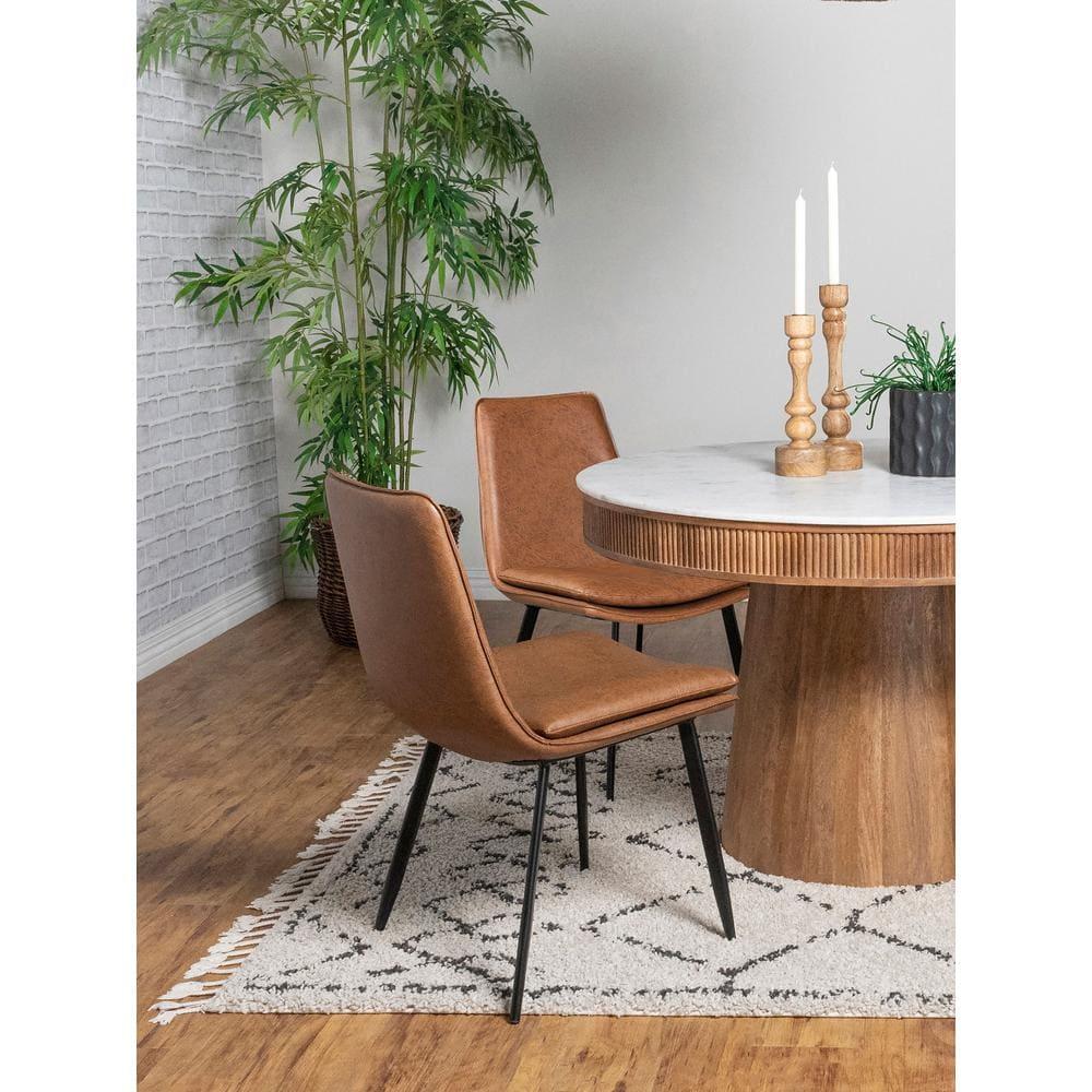 Coaster Ortega Faux Leather Padded Seat Dining Side Chair Coffee