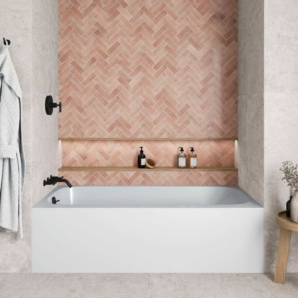 Streamline NAL-5280-BL 66 in. x 32 in. Acrylic Left-Hand Drain Alcove Bathtub in Glossy White With External Drain in Matte Black