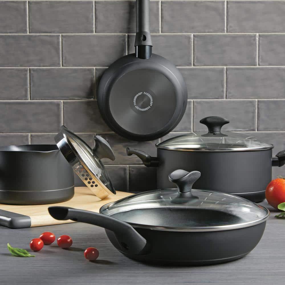 Farberware Farberware Power Base Nonstick Cookware Pots And Pan Set With Cooking Kitchen Utensils, 12 Piece, Matte Black