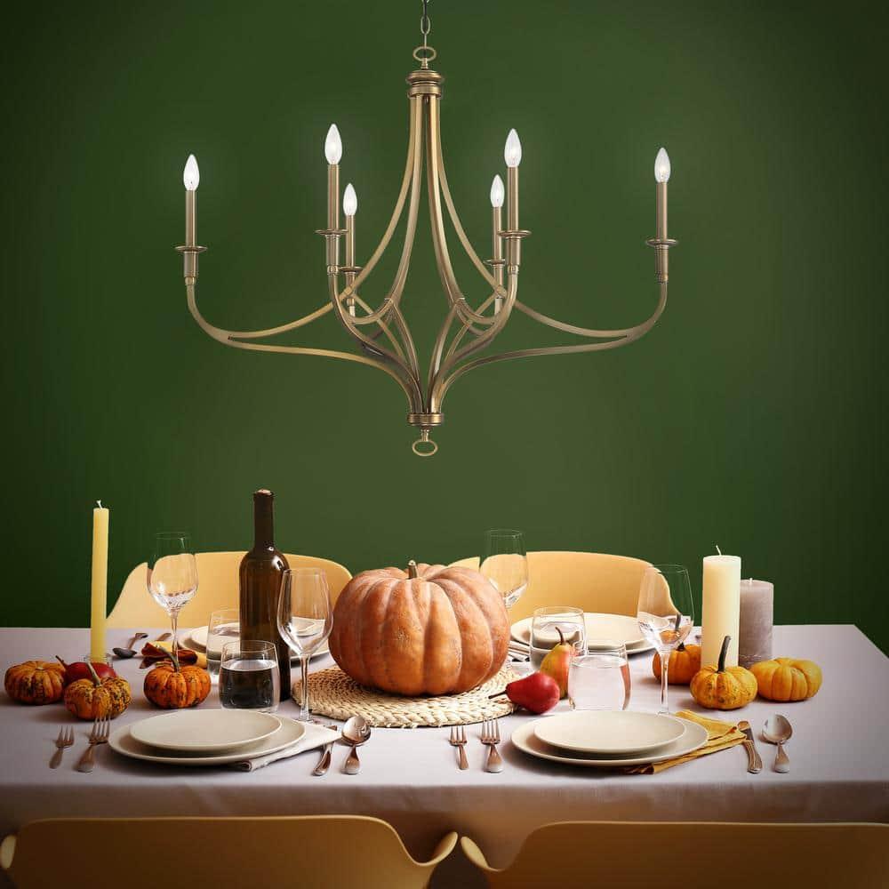 Minka Lavery Brushed Honey Gold Chandelier 28" Wide Modern 6-Light Fixture for Dining Room House Foyer Kitchen Entryway Bedroom