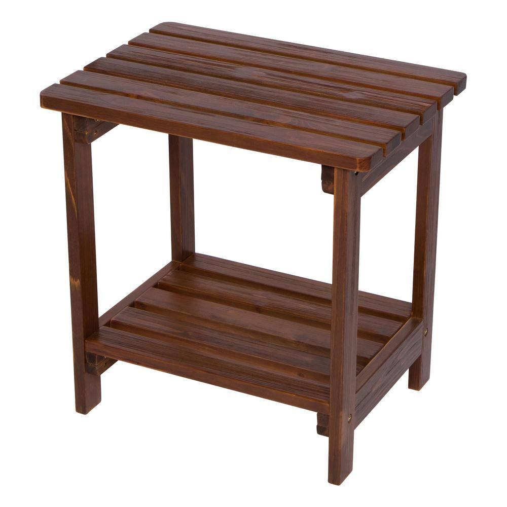 Shine Company Rectangular Traditional Wooden Indoor/Outdoor Side Table in Brown
