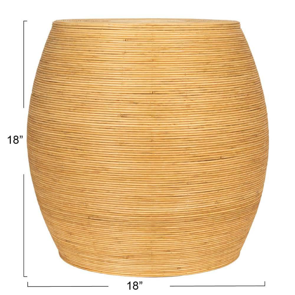 Storied Home Round Barrel Accent Table Natural