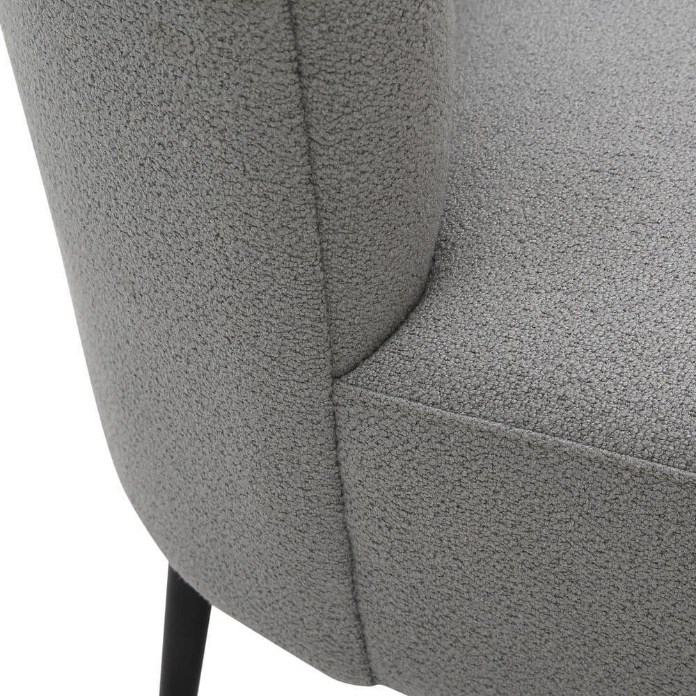 Fran Contemporary Upholstered Slipper Chair: Padded, Metal Legs, Faux Shearling - LumiSource